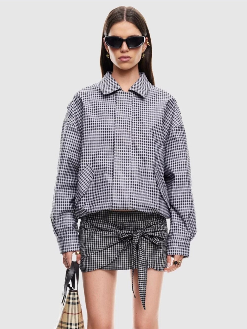 Lioness Kenny Bomber Jacket Moonlight Check